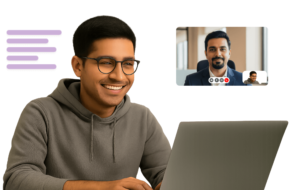 Candidate practicing interview